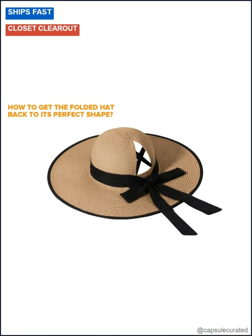 Floppy Wide Brim Ponytail Sun Hat for Women SPF50 Packable Beach Hat